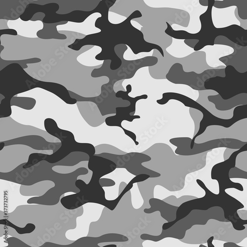 
Gray camo seamless pattern white spots vector illustration. Military texture.
