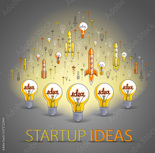 Group of shining light bulb...