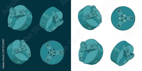 Lathe Chuck Color Drawings