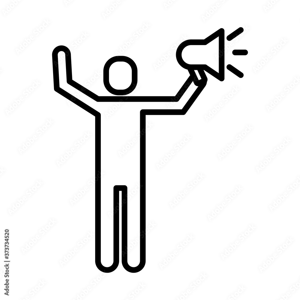 man protesting with megaphone line style icon man protesting with megaphone line style icon