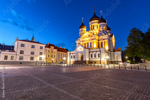 Alexander Nevsky Cathedral in Tallinn during blue hour