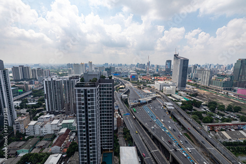 BANGKOK, THAILAND - JULY 22 2020 : Expressway tollgate, Cars at gate toll payment on expressway, in Thailand.
