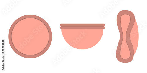 Reusable silicone menstrual disk. Zero waste periods. Ecological lifestyle. Vector illustration