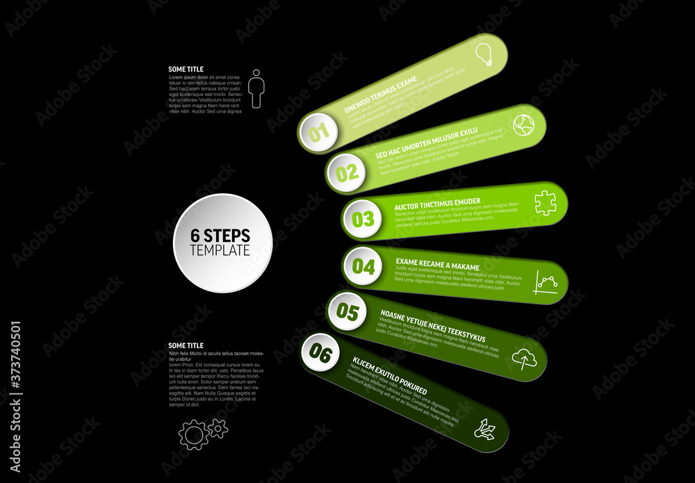Vector Progress Infographic Layout with Six Green Steps Stock Template ...