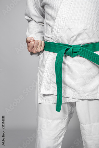 detail of a martial arts practitioner.