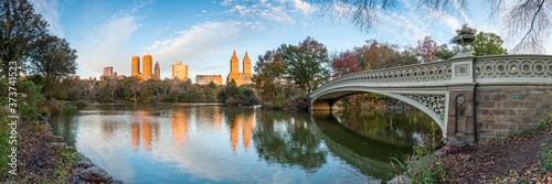 Bow Bridge at the Lake in Central Park, New York City, USA