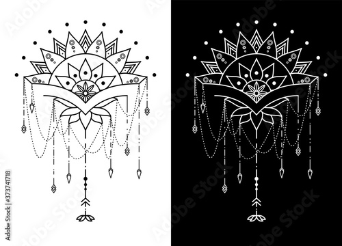 mandala tattoo drawing, monoline design