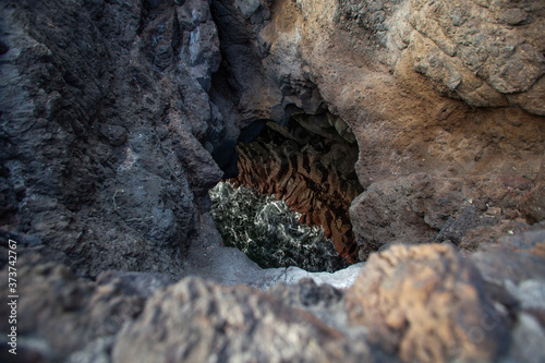 holes in cliffs of los hervideros in Lanzarote