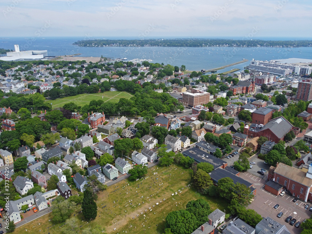 Aerial view of Salem historic city center and Salem Common in City of Salem, Massachusetts MA, USA. Aerial view of Salem historic city center and Salem Common in City of Salem, Massachusetts MA, USA.
