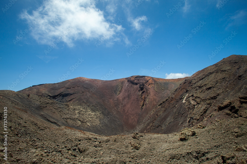 volcanic rock landscape in Timanfaya in Lanzarote
