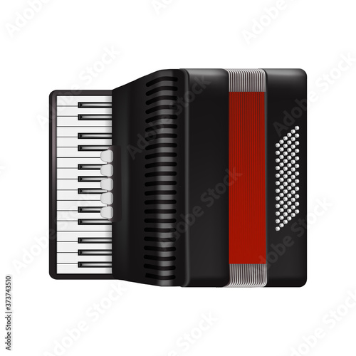 Realistic 3d Detailed Bayan Accordion with Keyboard. Vector