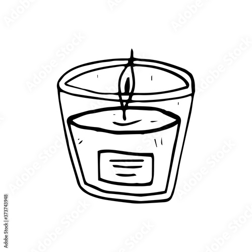candle hand drawn in doodle style. single element for design icon, sticker, poster, card. vector, scandinavian, hygge, monochrome, light cozy home
