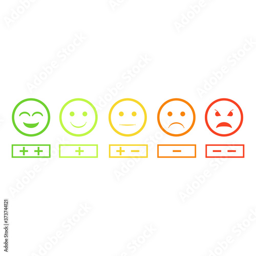 Cartoon Color Smiley Thin Line Icons Set Feedback Concept. Vector