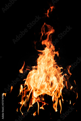 Bonfire flame isolated on black background, close up © maykal