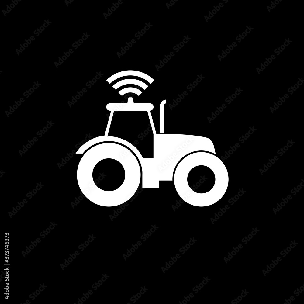 Concept of smart tractor icon isolated on dark background Concept of smart tractor icon isolated on dark background