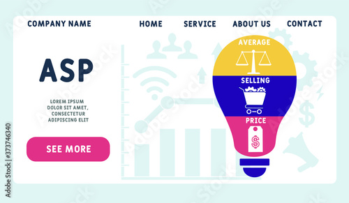 Vector website design template . ASP -  average selling price. illustration for website banner, marketing materials, business presentation, online advertising.