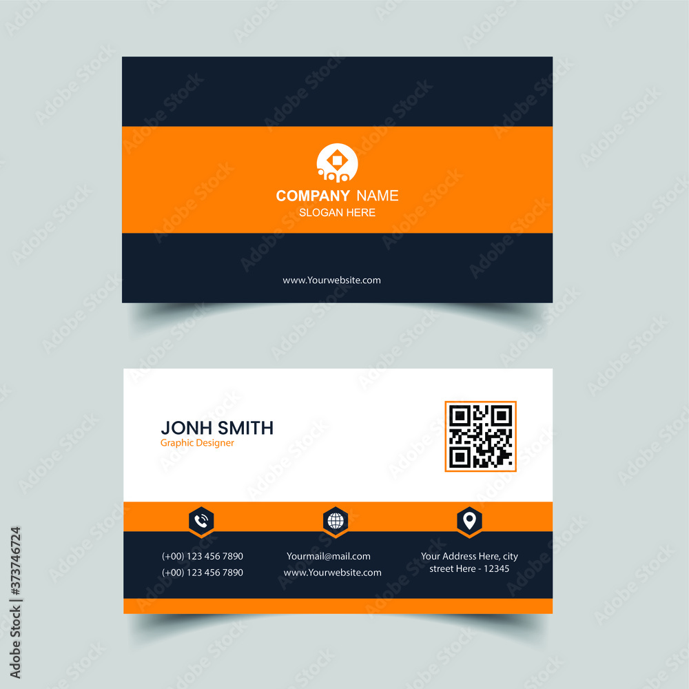 corporate business card with company logo. Vector presentation card template. Visiting card for business and personal use corporate business card with company logo. Vector presentation card template. Visiting card for business and personal use