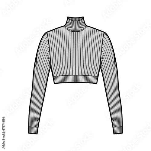 cropped gray turtleneck sweater fashion design clip art preview