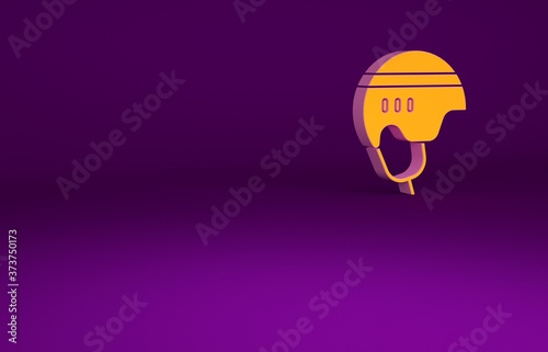 Canvas Print Orange Hockey helmet icon isolated on purple background