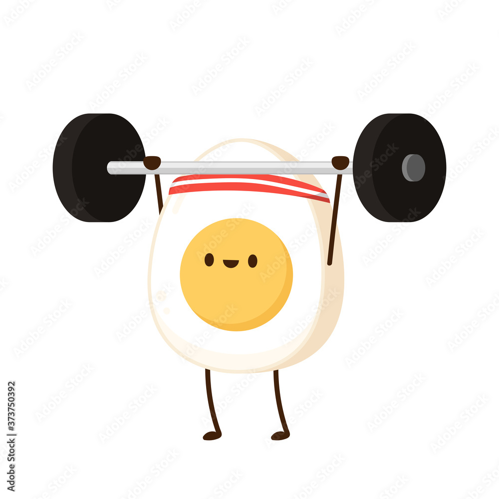 Egg character working out vector. Egg on white background. Egg character working out vector. Egg on white background.