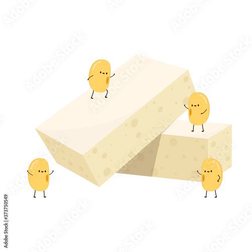 Soybean vector. Soybean character design. Soybean and tofu vector.