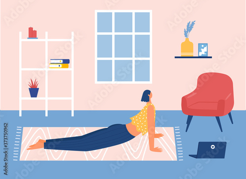 Home workout concept. Vector illustration. Stay home.