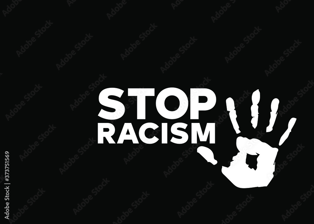 Let alone racism themed design, hand making a stop sign Let alone racism themed design, hand making a stop sign