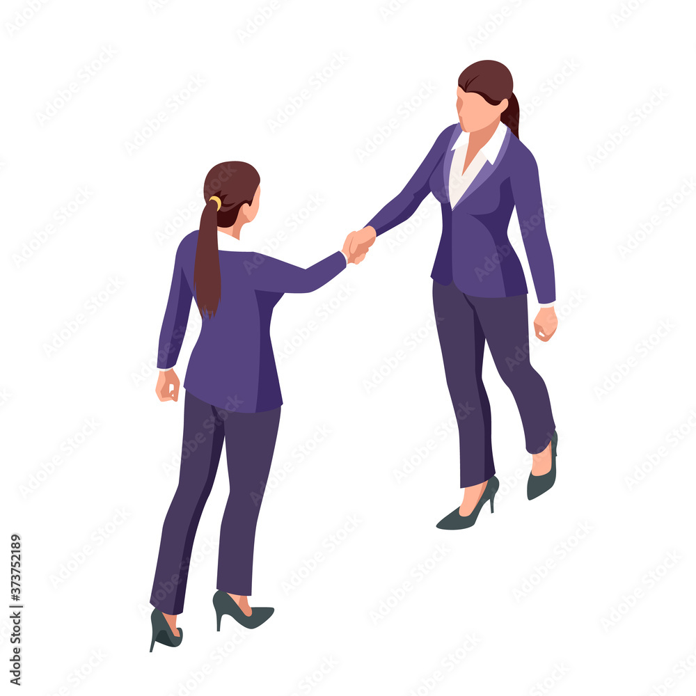 Isometric Business to Business Marketing, B2B Solution, business marketing concept. Two business partners shaking hands. Isometric Business to Business Marketing, B2B Solution, business marketing concept. Two business partners shaking hands.