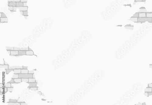 White background with empty space for the text. Grunge seamless texture. Mock-up brick cracked old wall design. Vector layout