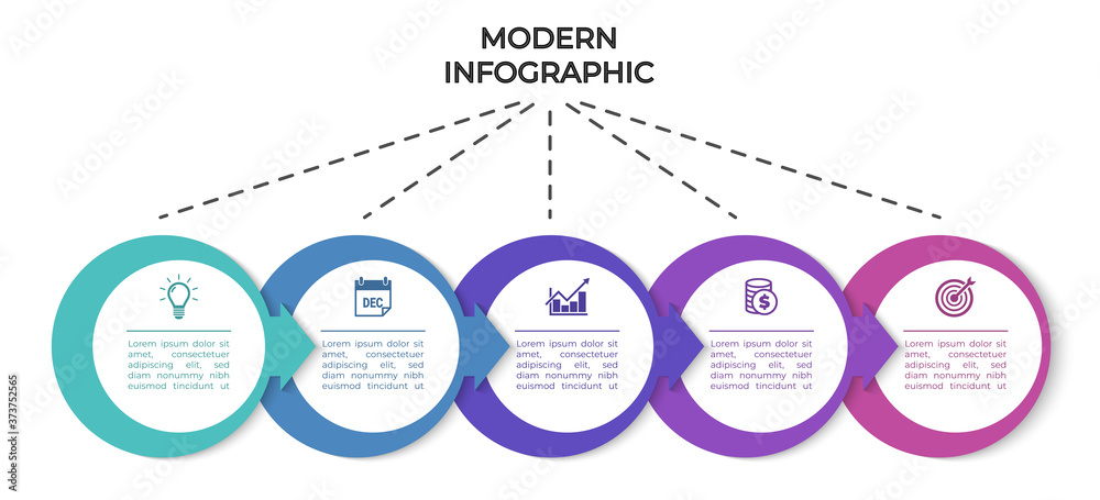 Modern infographics template. Presentation business infographic with 5 sections. Vector design for brochure, diagram, schedule, workflow, web design, annual report. Modern infographics template. Presentation business infographic with 5 sections. Vector design for brochure, diagram, schedule, workflow, web design, annual report.
