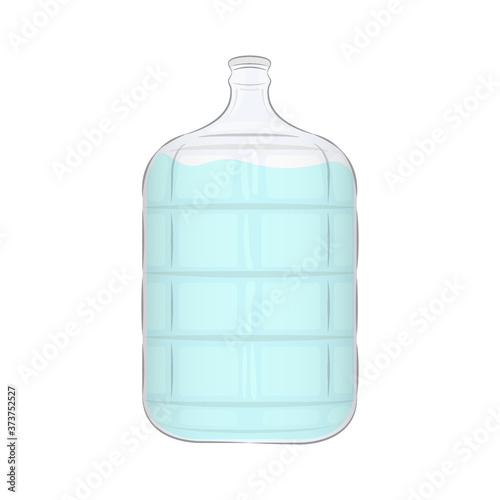 Glass Water Jug, 5 Gallon Water Jug, Container, Emergency Water Supply Vector Illustration