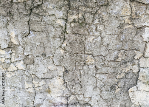 Wall background made of cracks. The texture of gray, dirty, cracked concrete.