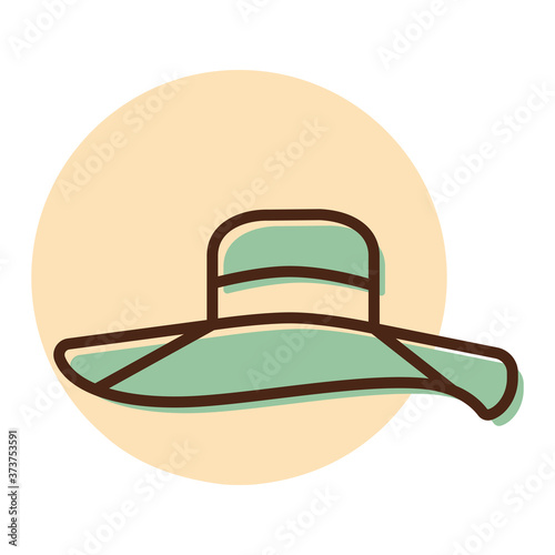 Woman summer hat vector icon. Girl beach sunhat