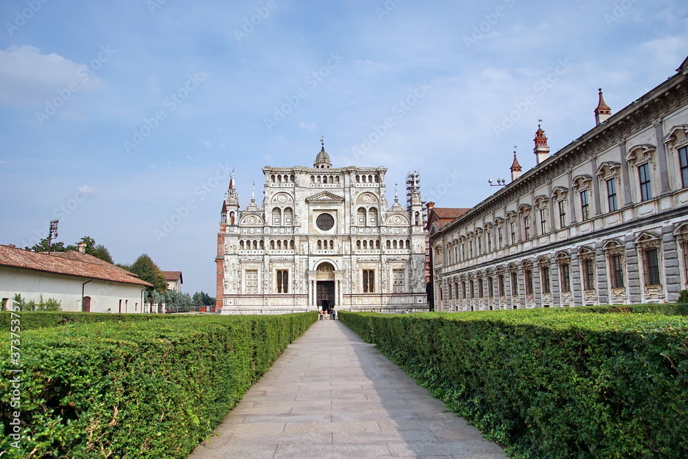 Certosa di Pavia (Lombardy Italy) buildings and garden of the historic abbey