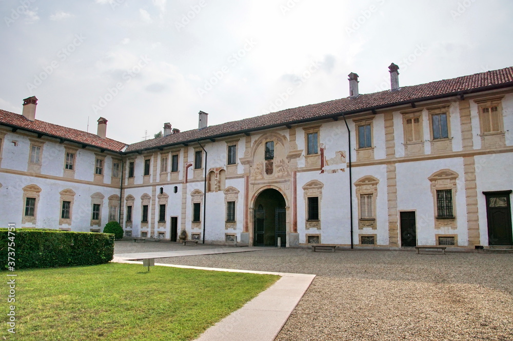 Certosa di Pavia (Lombardy Italy) buildings and garden of the historic abbey