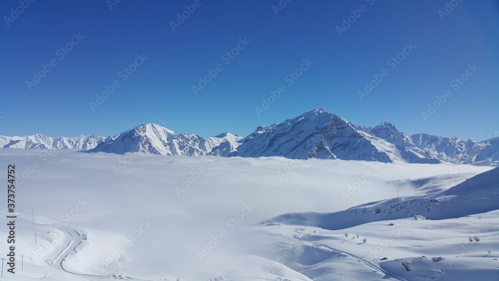 Fototapeta premium snowy mountains and winter season 