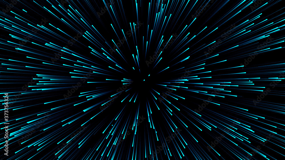 Hyperjump in space. speed of light star wars. particle flow. 3d rendering Hyperjump in space. speed of light star wars. particle flow. 3d rendering
