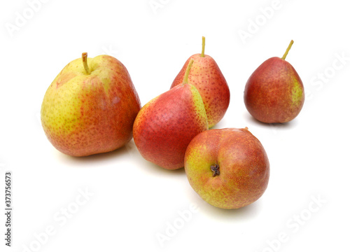 Colorful pears over white background