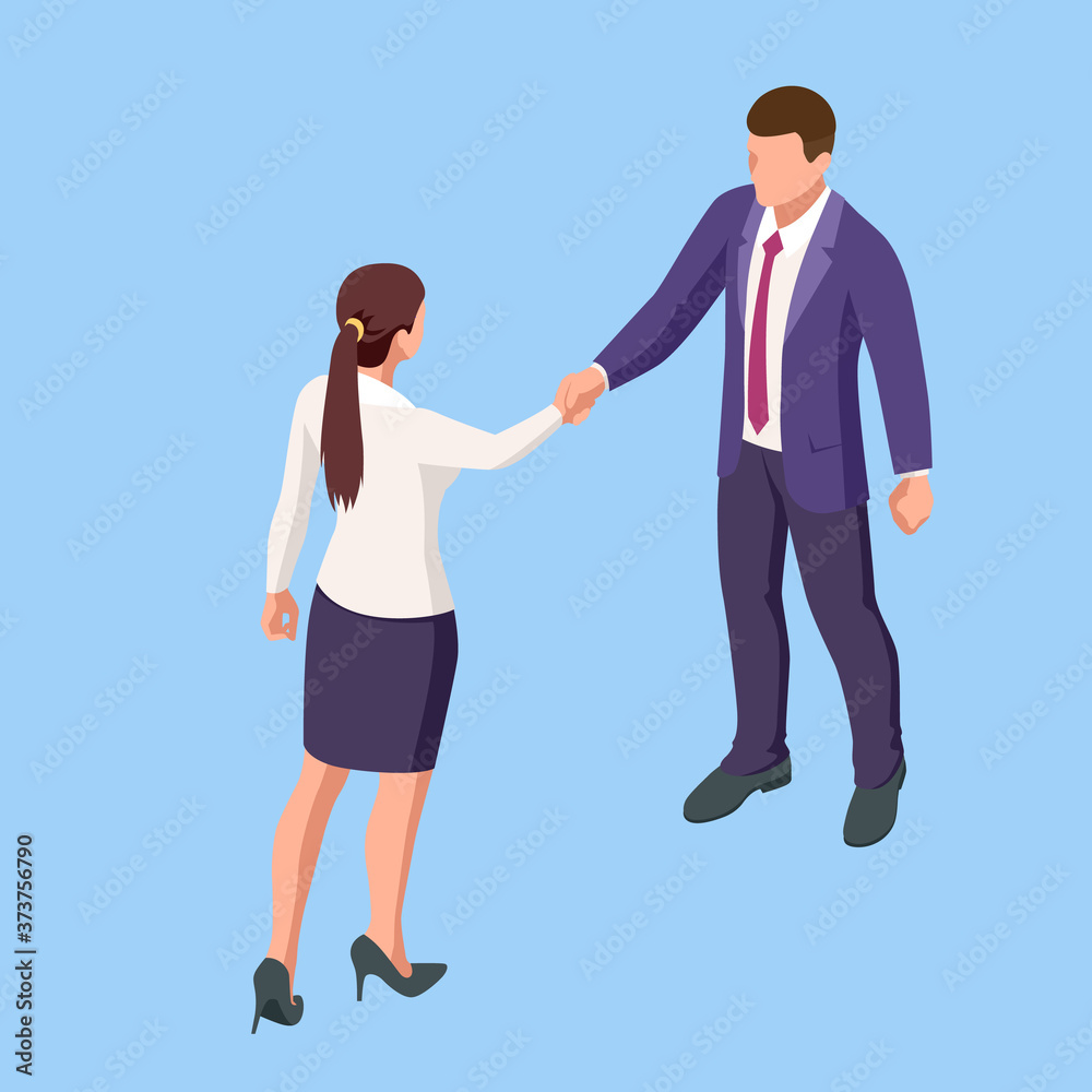 Isometric Business to Business Marketing, B2B Solution, business marketing concept. Two business partners shaking hands. Isometric Business to Business Marketing, B2B Solution, business marketing concept. Two business partners shaking hands.
