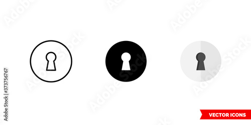 Keyhole icon of 3 types color, black and white, outline. Isolated vector sign symbol.