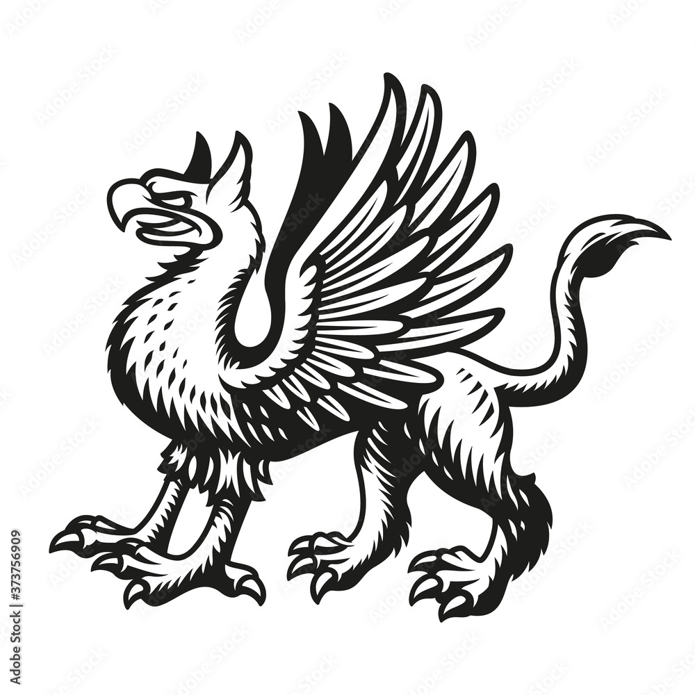 A vector illustration of a griffin isolated on white background.