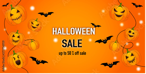 Happy Halloween sale banners or party invitation background. Vector.