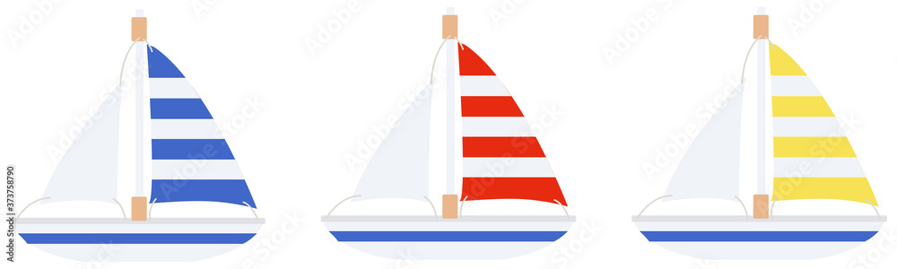 イラスト素材 ヨット 船 乗り物 帆船 夏 かわいい ベクター Vector De Stock Adobe Stock