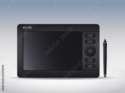 camera digital with digital pencil technology isolated icon