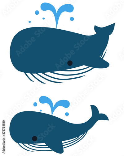 イラスト素材　クジラ　潮吹き　ベクター