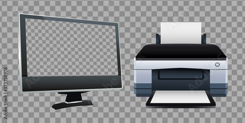 printer hardware machine and monitor computer devices
