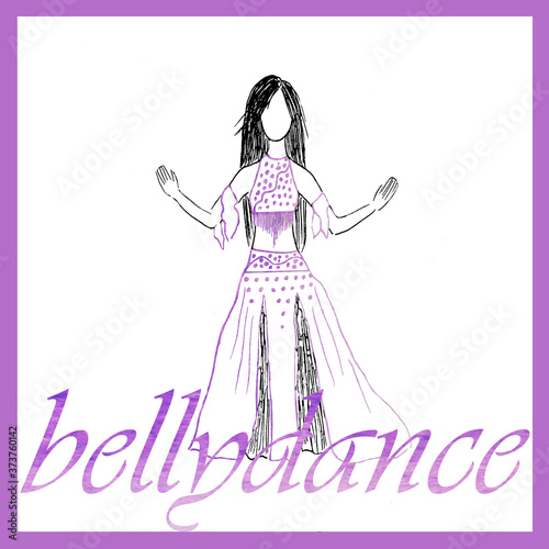 bellydance.dancer girl with long hair in a dance, oriental, elegant costume, long skirt