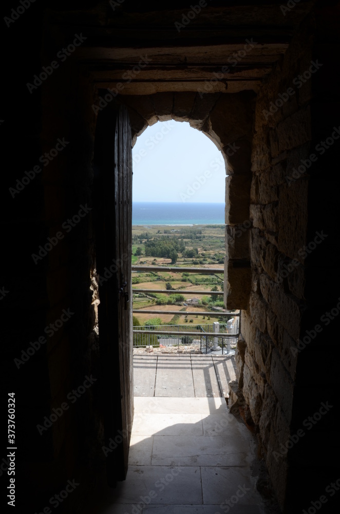 view from castle at posada, sardinia, italy