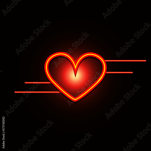 neon heart on dark background