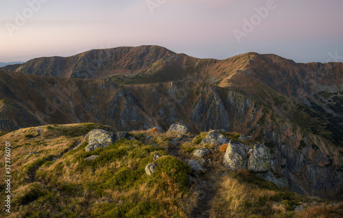 The photo shows beautiful sunset in our majestic mountains in Slovakia.